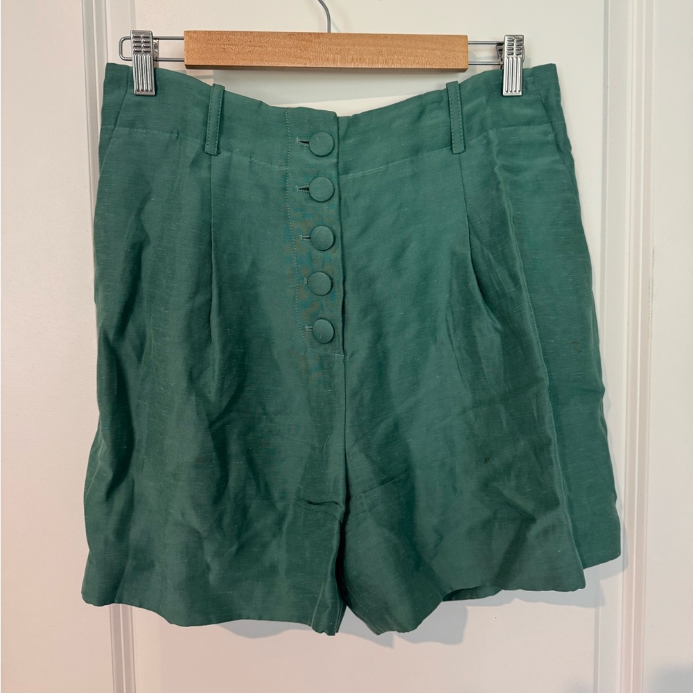 Sezane High Waist Green Women's Shorts